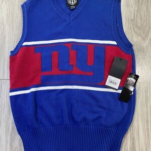 OTS NFL Men's New York Giants Sweater Vest with Logo, Blue & Red, Medium